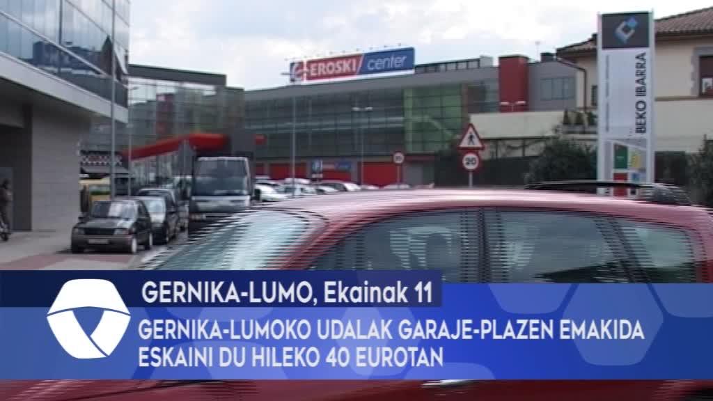 Gernika-Lumoko Udalak garaje-plazen emakida eskaini du hileko 40 eurotan