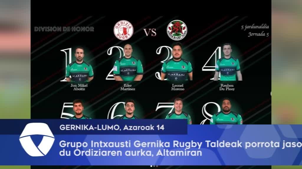 Grupo Intxausti Gernika Rugby Taldeak porrota jaso du Ordiziaren aurka, Altamiran