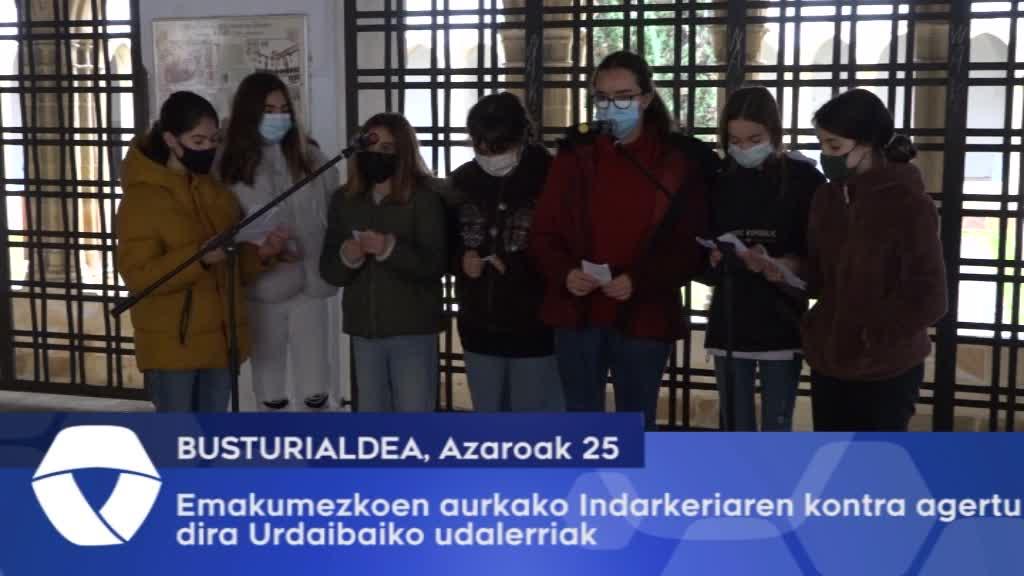 Emakumezkoen aurkako Indarkeriaren aurka agertu dira Urdaibaiko udalerriak