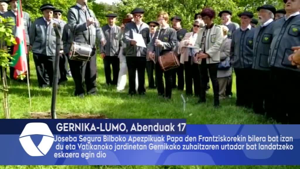 Joseba Segura apezpikuak Gernikako arbola Vatikanoko jardinetan landatzeko eskaera bat egin dio Papa Frantziskori