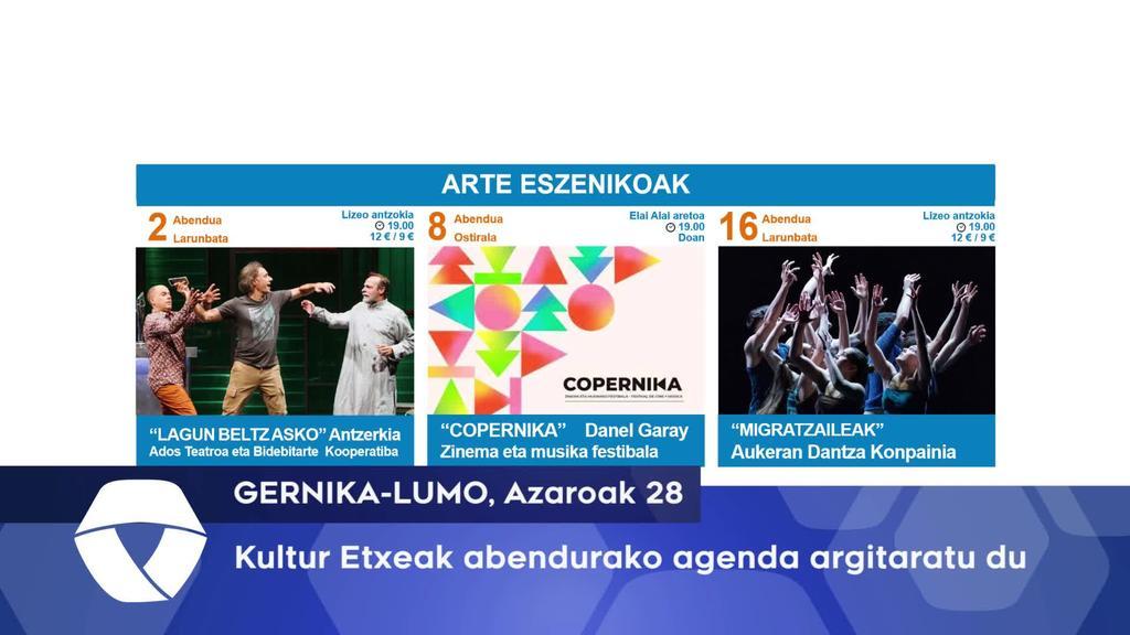Gernika-Lumoko Kultur Etxeak abendurako agenda argitaratu du