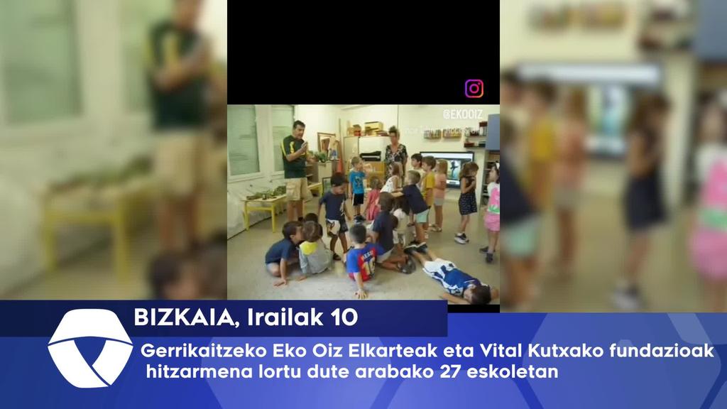 Gerrikaitzeko Eko Oiz Elkarteak eta Vital Kutxako fundazioak hitzrmena lortu dute arabako 27 eskoletan