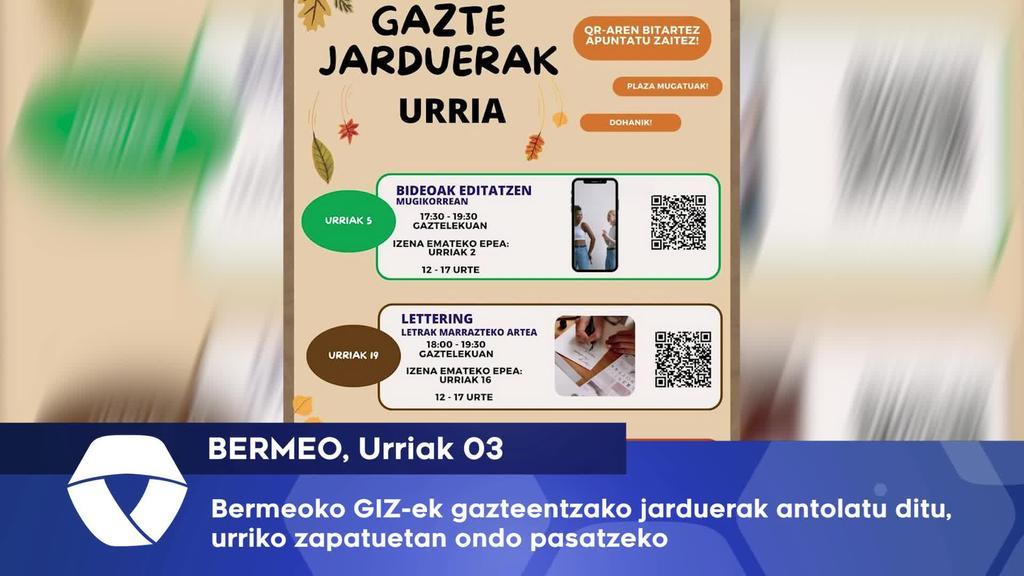 Bermeoko GIZ-ek gazteentzako jarduerak antolatu ditu urrirako