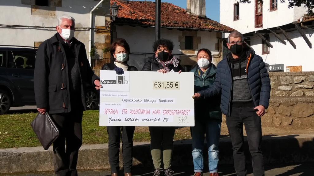 631,55 € Zeraindik Gipuzkoako elikagaien bankura Olentzero Solidarioaren eskutik